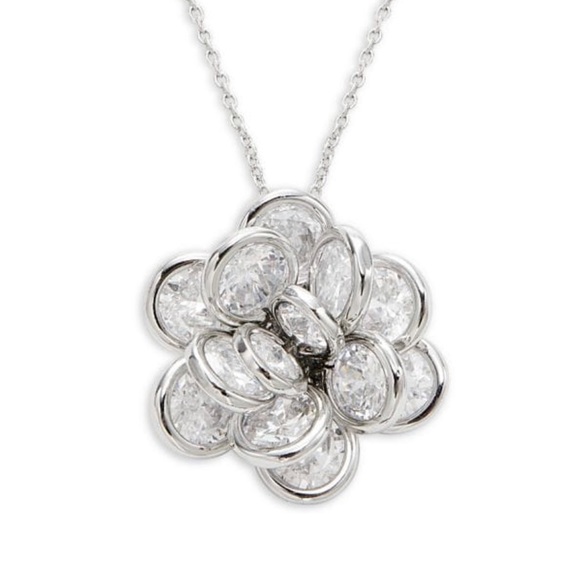 Kate Spade Rosette 3D Geometric Rhinestone Flower Cluster Pendant Necklace - Picture 16 of 16